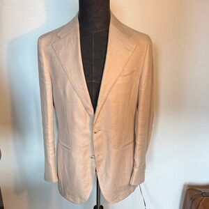 Suitsupply tan linen suit